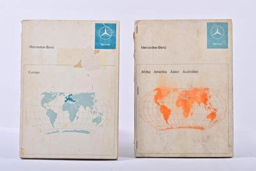 MERCEDES-BENZ: Two Mercedes-Benz service Stations booklets. December 1969 'Afrika', 'Amerika', 'Asien', 'Australien' booklet & 1970 'Europa' booklet. Both with maps