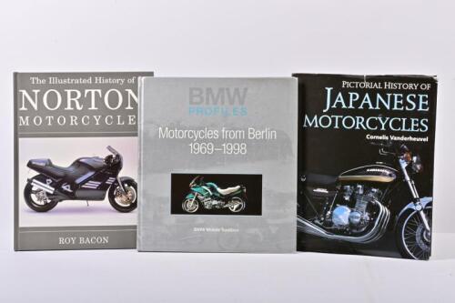 MOTORCYCLES: Three hardcover books detailing various motorcycle manufacturers. 'BMW Motorcycles from Berlin 1969-1998' published 1998 by BMW Mobile Tradition Historical archives