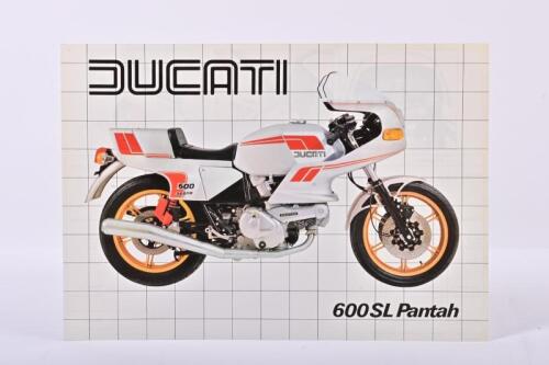 DUCATI: A single sheet, double sided 'DUCATI 600SL Pantah' colour sales brochure. Circa 1980's