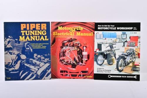 MOTORCYCLE MAINTENANCE: Three softcover books detailing motorcycle maintenance. 'PIPER TUNING MANUAL' by Bob Gayler