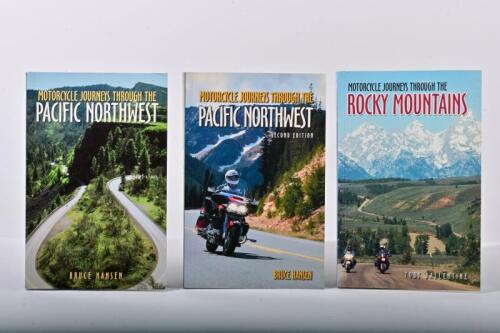 MOTORCYCLE JOURNEYS: A group of three softcover books detailing various motorcycling journeys across the U.S.A. 'MOTORCYCLE JOURNEYS THROUGH THE ROCKY MOUNTAINS' by Toby Ballentine