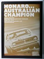 BEECHEY: A framed picture of Norm Beechey driving a Monaro to win the 1970 Australian Touring Car Championship. Norm Beechey signature