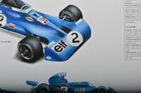 STEWART: A superb framed colour collage of Tyrrell racing cars as raced by Jackie Stewart and Francois Cevert. Jackie Stewart - 2