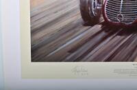 MASERATI: A Limited Edition print by Nicholas Watts titled "THE ITALIAN JOB" featuring the winning Maserati 4CLT as raced to victory by Luigi Villoresi at the 1948 British Grand Prix, Silverstone. Signed by Luigi Villoresi and artist. Numbered 400/500 - 2