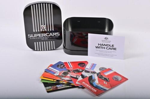 SUPERCARS: A 2020 Royal Australian Mint 60th Anniversary (1960 - 2020) Australian Touring Cars set. A.T.C.C/Supercar Racing Car 50c Coin Set