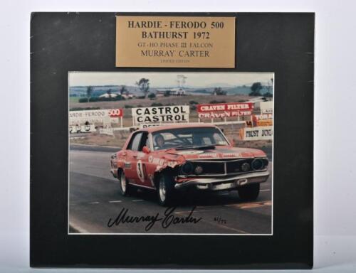 CARTER: A Limited Edition PHASE THREE POSTERS colour picture of the Murray Carter GT-HO Falcon at Bathurst 1972. Murray Carter signature. Numbered 41/72