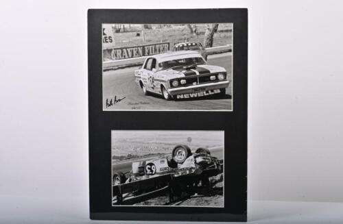 BROWN: A Special Edition Phase Three Posters black and white picture of Bill Brown's GT-HO PHASE 3 FALCON accident at the 1971 Hardie Ferodo 500. Bill Brown signature. Numbered 84/110. CoA