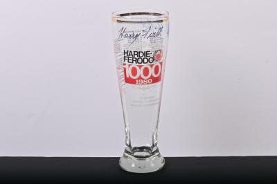 HARDIE FERODO 1000: A commemorative 'HARDIE FERODO 1000 - 1980' beer glass. Glass signed by Harry Firth, Allan Moffat & Jim Richards