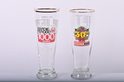 BATHURST: Two commemorative beer glasses for The Great Race, Bathurst. 1980 & 1992 Bathurst, Mt Panorama Commemorative Beer Glasses