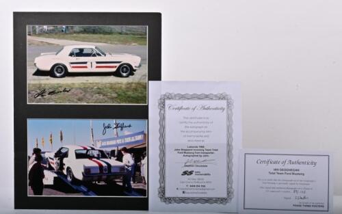 GEOGHEGAN/SHEPPARD: A two colour picture set of Ian Geoghegan's Ford Mustang from Lakeside 1966. Limited Edition 89/125. Geoghegan & Sheppard signatures