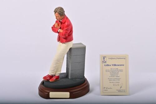 GILLES VILLENEUVE: A 1:9 scale limited edition (0520/2500) cold cast porcelain resin figure of Gilles Villeneuve. As sculpted by Paul Szeiler