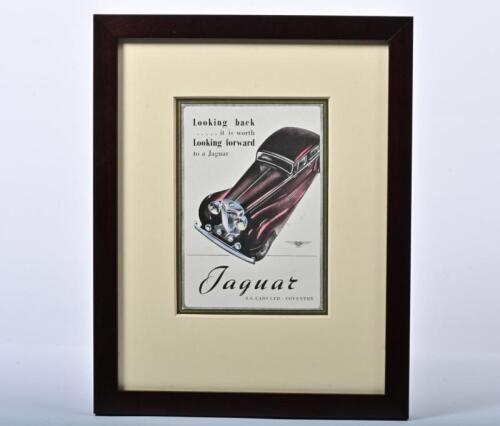 JAGUAR: An original hand coloured Jaguar advertisement. As produced for S.S. Cars Ltd