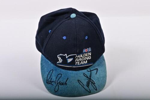 BROCK/LOWNDES: A 1995 Bathurst and A.T.C.C Mobil HOLDEN RACING TEAM cap. Visor signed by Peter Brock & Craig Lowndes