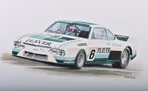 GARDNER: A high quality print after the original artwork featuring the Frank Gardner Chev Corvair Sports Sedan