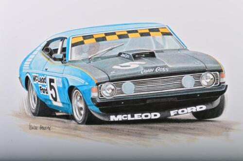 GOSS/FORD: A high quality print after the original artwork featuring the John Goss McLeod Ford XB Ford Falcon