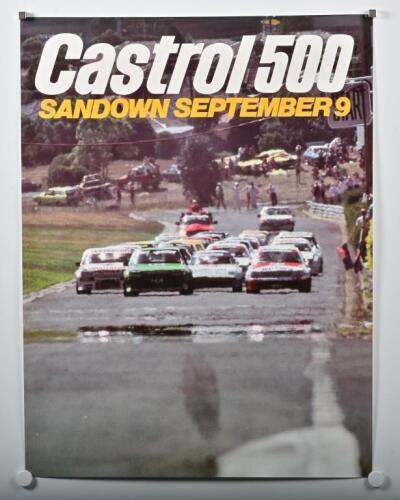 CASTROL 500: An original 'Castrol 500 SANDOWN SEPTEMBER 9' promotional poster. Circa 1980's