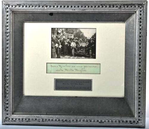 ALFA ROMEO: A rare period black and white photograph of Nuvolari and co-driver Battista Guidotti after winning the 1930 Mille Miglia in a Zagato bodied Alfa Romeo 6C 1750 GS