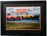 HOLDEN: A framed photograph of Bob Jane Torana Repco as driven by John Harvey and Bryan Thomson's Torana Chev at Calder's Repco Corner. John Harvey and Bryan Thomson signatures