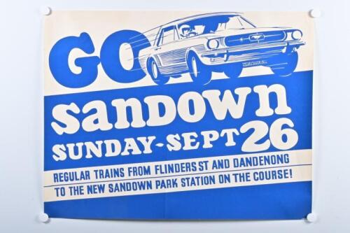 SANDOWN: An interesting and original 'GO SANDOWN! SUNDAY-SEPT 26' promotional poster. Circa 1960's