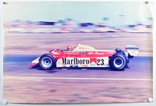 ALFA ROMEO: A large photographic print of Bruno Giacomelli driving a Alfa Romeo 179 at Calder Park