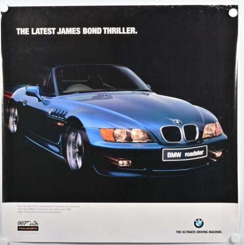 BOND: An original 1996 BMW Z3 promotional poster - 'THE LATEST JAMES BOND THRILLER.'. Promoting the 1996 BMW Z3 & James Bond 007 film 'GOLDENEYE'