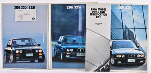 BMW: An interesting group of late 1980's BMW colour sales brochures and Price List. 3 Series & 5 Series