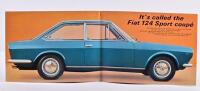 FIAT: Two Fiat 124 SPORT COUPE colour sales brochures. Blue carded folder containing two colour poster format brochures - 3