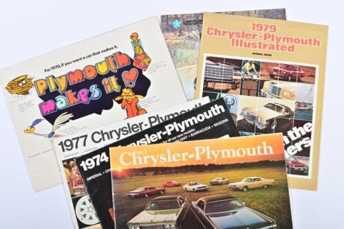 CHRYSLER-PLYMOUTH: A group of 1960's - 1970's Chrysler-Plymouth publications model range sales brochures. Fury, Belvedere, Barracuda, Valiant model information