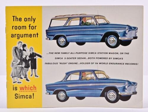 SIMCA: A CHRYSLER AUSTRALIA LIMITED, ADELAIDE Simca model range sales brochure