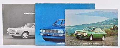 LANCIA: Three 1970's Lancia Beta sales brochures. Beta, Coupe, Spider sales brochures