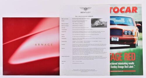 BENTLEY: Three items of Bentley Arnage literature. 1999 'ARNAGE' colour sales brochure (Red Label)