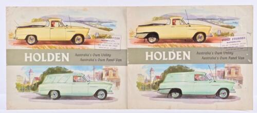 HOLDEN: Two rare original copies of (FC) 1958 'HOLDEN, Australia's Own Utility Australia's Own Panel Van' sales brochures