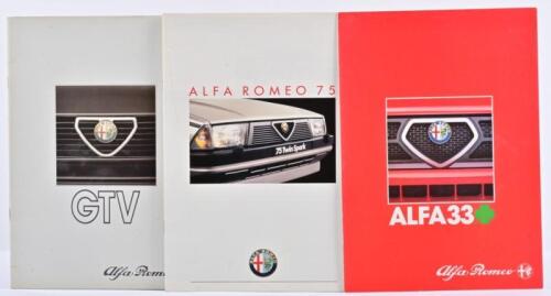 ALFA ROMEO: Three original Alfa Romeo sales brochures. 'ALFA 33', 'ALFA ROMEO 75', 'GTV' model brochures. Circa 1980's/1990's