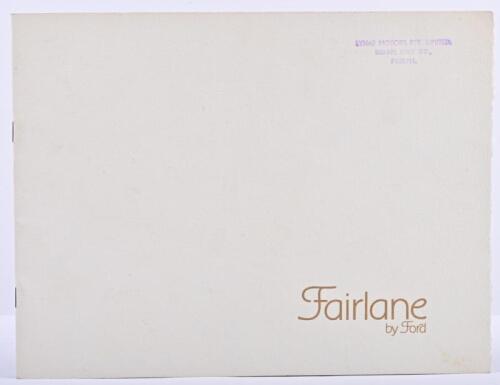 FORD: A 'Fairline by Ford' (ZC) sales brochure by Ford Sales Company Of Australia Limited