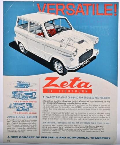 LIGHTBURN: A 1960's Lightburn Zeta sales brochure (F2121) detailing Sedan and Utility models