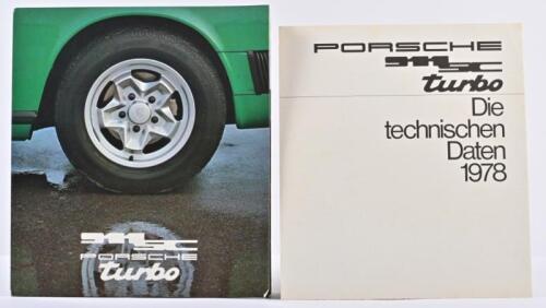 PORSCHE: A 1978 German text 'PORSCHE 911 SC turbo' sales brochure. Separate Technical Data detail