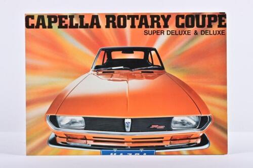 MAZDA: An original 1970's Mazda Capella sales brochure. Capella Rotary Coupe Super Deluxe and Deluxe Specifications (MODEL: S122A)