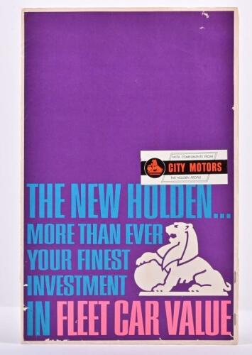 HOLDEN: A rare and original 1965 General Motors-Holden HD Holden Fleet Car sales folder - 'THE NEW HOLDEN... MORE THAN EVER YOUR FINEST INVESTMENT IN FLEET CAR VALUE'