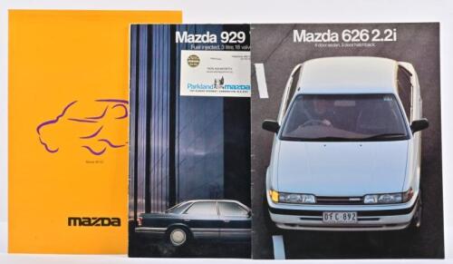 MAZDA: Three 1980's and one 1990's Mazda colour sales brochures. 626, 929 & MX-6 brochures. Predominantly Australian prepared
