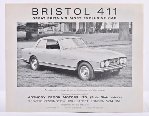 BRISTOL: An original and rare 'BRISTOL 411' black and white sales brochure