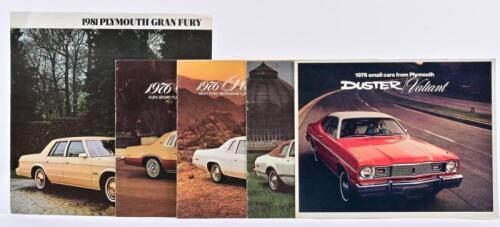 PLYMOUTH: A collection of six 1970's/1980's Plymouth model catalogues. Plymouth Fury, Cordoba, Volare, Duster, Valiant, Plymouth Gran Fury models