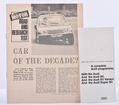 AUDI/NSU: Two publications relating to Audi/NSU. 1967 Audi 80/90 fold out sales brochure