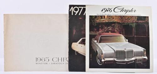 CHRYSLER: A group of three period Chrysler sales catalogues. 1965 'CHRYSLER WINDSOR SARATOGA 300 NEW YORKER' catalogue