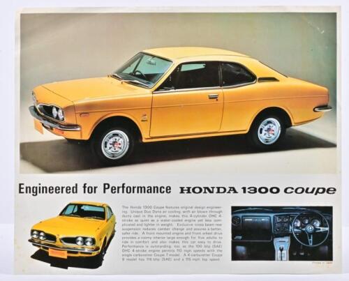 HONDA: A Honda 1300 Coupe single sheet sales brochure. Circa 1960's/1970's