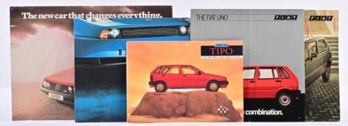 FIAT: Five 1980's/1990's Fiat (U.K) sales brochures and poster covering various Fiat models. Fiat Coupe advertising poster
