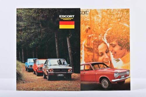FORD: Two 1970's FORD SALES COMPANY OF AUSTRALIA LIMITED Ford Escort sales brochures. 1975 'ESCORT - THE EUROPEAN FORMULA' textured brochure
