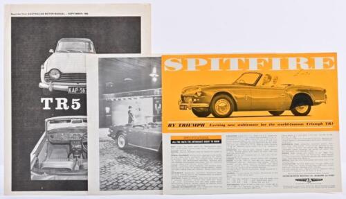 TRIUMPH: Three Triumph sales brochures. Australian Motor Industries 'SPITFIRE' and TR4' brochure