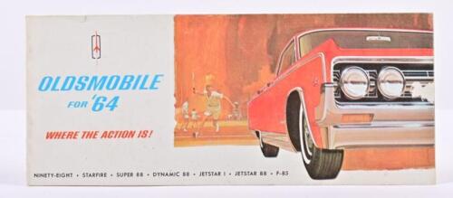 OLDSMOBILE: An original 1964 'OLDSMOBILE FOR '64' small format model range sales brochure