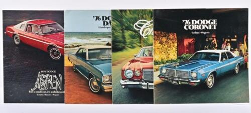 DODGE: Four separate 1976 Dodge model sales brochures for Aspen, Charger, Coronet, Dart