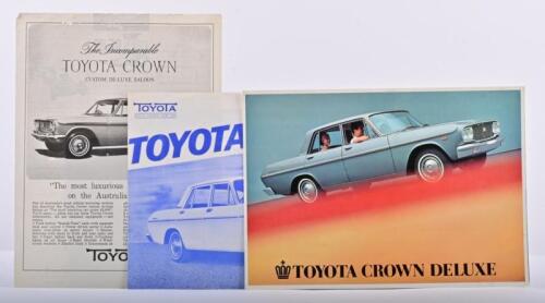 TOYOTA: Three 1950's/1960's Toyota Crown sales brochures. 'TOYOTA CROWN DELUXE' sales brochure